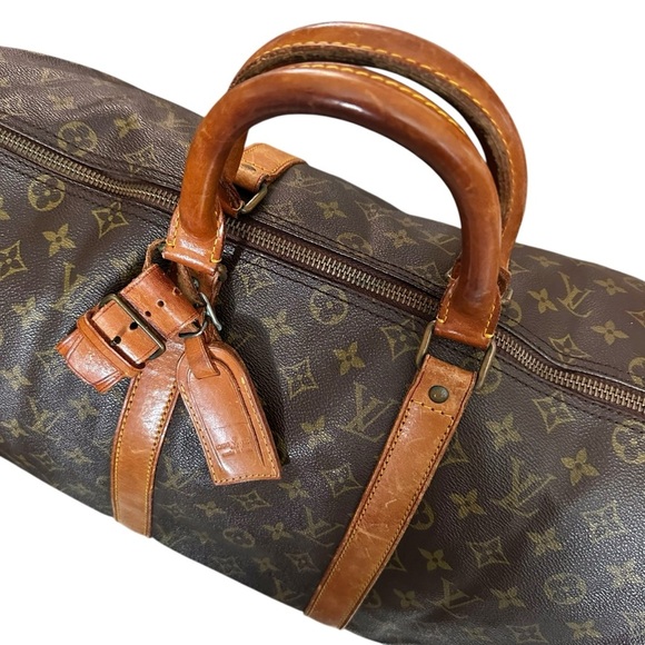 Louis Vuitton Monogram Keepall 50 with Vachetta Leather Luggage Tag - Picture 6 of 12